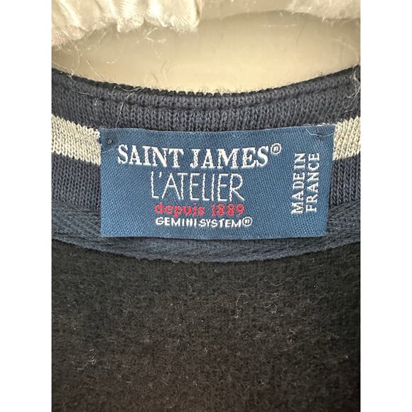 SAINT JAMES L’Atelier Navy Wool Cotton Cardigan Jacket France | Size Small - Picture 6 of 9